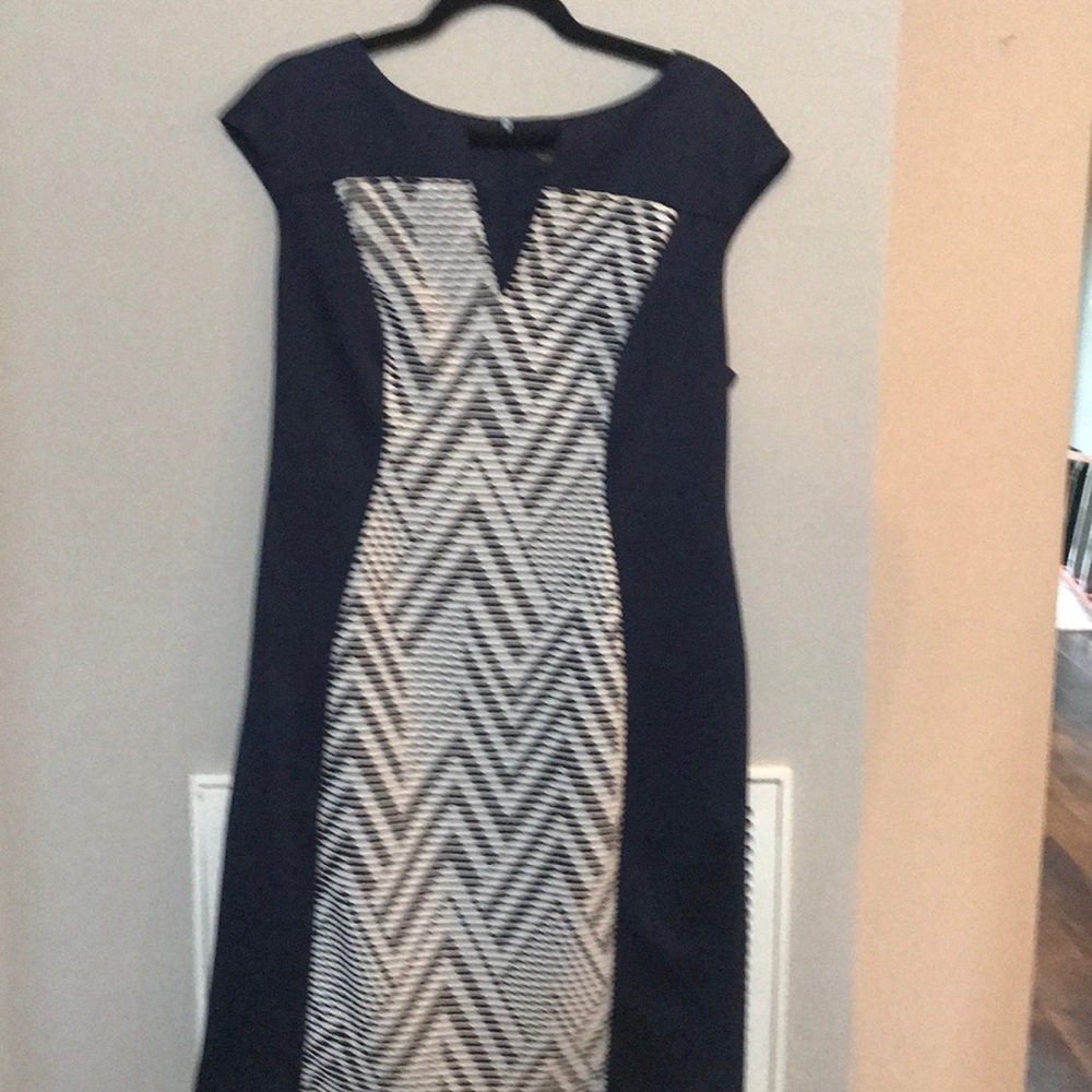 Blue and white dress